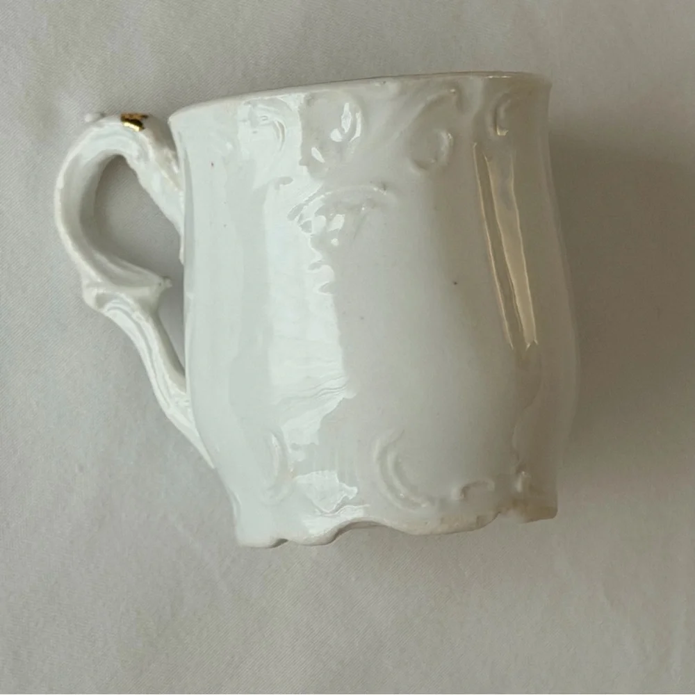 Antique Porcelain Mini Floral White & Gold Victorian Demitasse Retro Display Cup